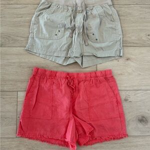 Casual Women's Shorts Set - Red and Tan